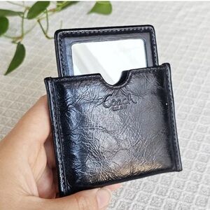 COACH Vintage Black Patent Leather Double Sided mirror and case